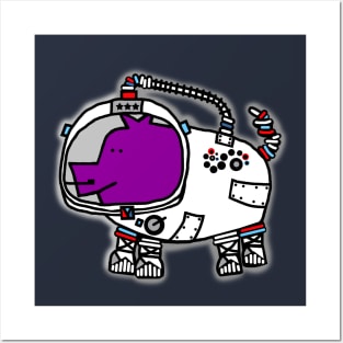 Purple Pig in Space Posters and Art